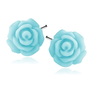 Silver (925) earrings roses - blue