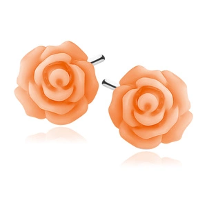 Silver (925) earrings roses - salmon