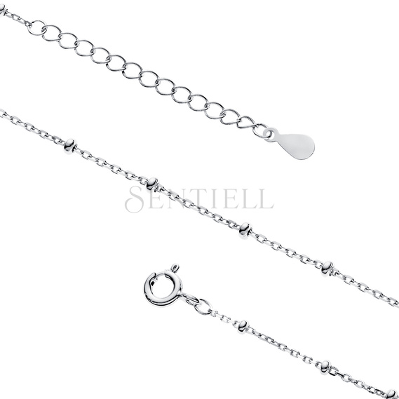 Silver anklet (925) diamond cut anchor Ø 030 rhodium-plated with balls