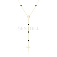 Silver (925) gold-plated necklace with black spinels and cross