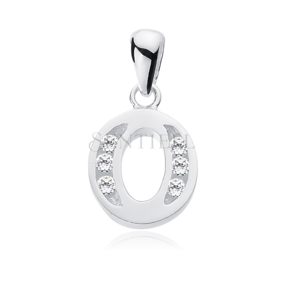 Silver (925) pendant white zirconia - letter O