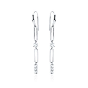 Silver (925) earrings chain links and white zirconias