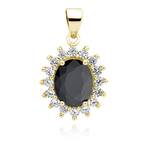 Silver (925) gold-plated pendant black zirconia