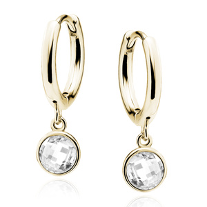 Silver (925) gold-plated earrings hoop with white zirconias