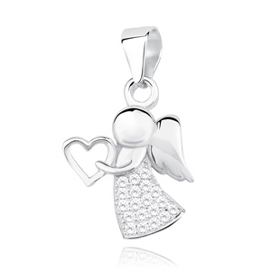 Silver (925) pendant with white zirconias - angel