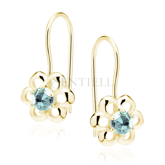 Silver (925) gold-plated Earrings aquamarine zirconia