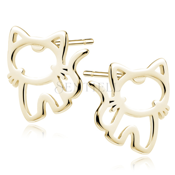 Silver (925) gold-plated earrings - cats