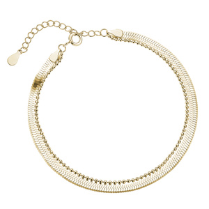 Silver (925) gold-plated bracelet with Snake chain and Bead chain