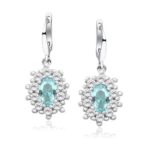 Silver (925) Earrings aquamarine colored zirconia