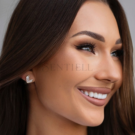 Silver (925) gold-plated earrings with Nacre - heart
