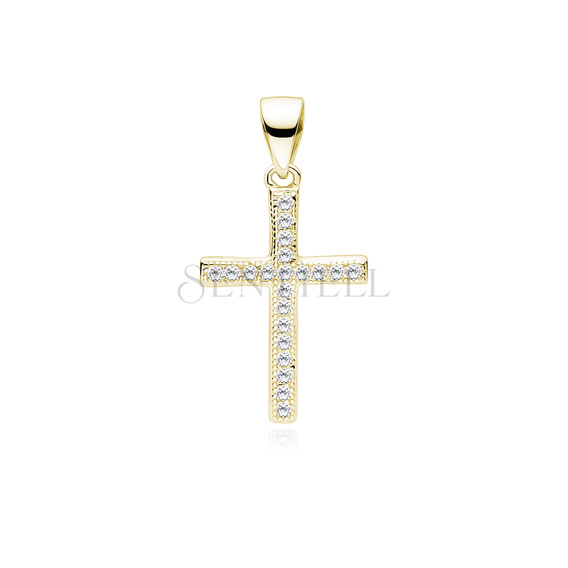 Silver (925) gold-plated pendant cross with zirconia