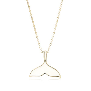 Silver (925) necklace whale tail with white enamel - gold-plated