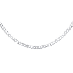 Silver (925) diamond-cut chain - curb extra flat Ø 140 rhodium-plated