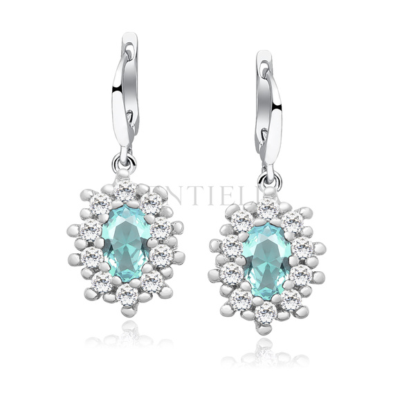 Silver (925) Earrings aquamarine colored zirconia