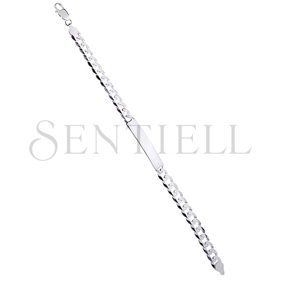 Pulsera de plata de ley 925 Curb ID. Extra plana Ø 160