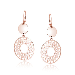 Silver (925) rose gold-plated earrings - mandala with circle