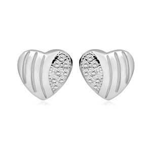 Silver (925) Earrings zirconia hearts microsetting