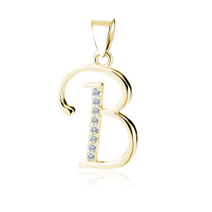 Silver (925) gold-plated pendant white zirconias - letter B