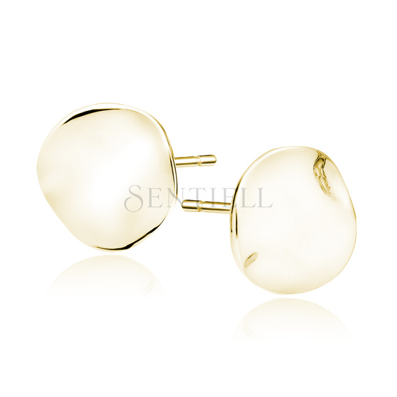 Silver (925) gold-plated earrings - bended round plate