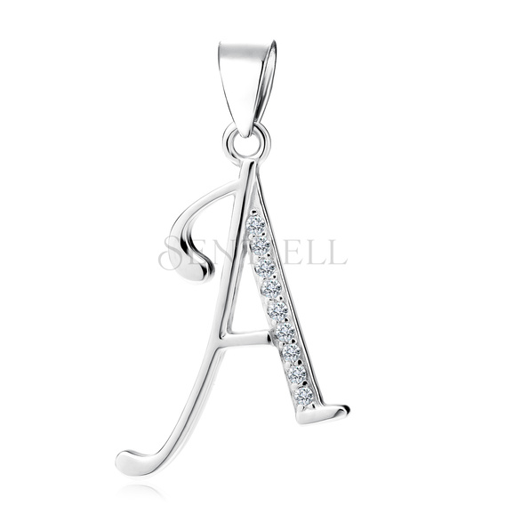 Silver (925) pendant with white zirconias - letter A