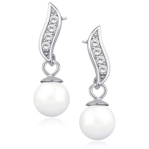 Silver (925) pearl earrings with zirconia