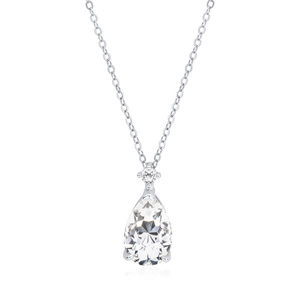 Silver (925) necklace with white zirconia - teardrop