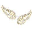 Silver (925) earrings - wings with zirconia - wing gold-plated