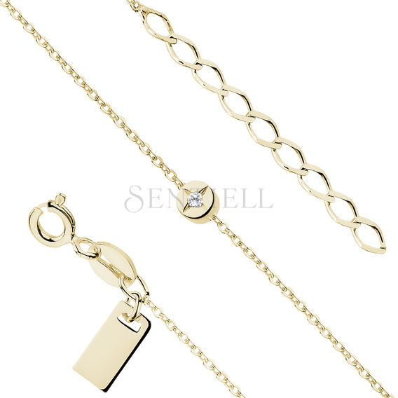 Silver (925) braceletof celebrities with circle, zirconia and the metal tag