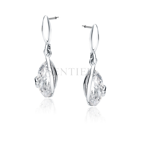 Silver (925) elegant earrings with white zirconia