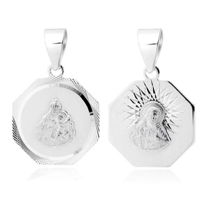 Silver (925) pendant diamond cut - Scapular Mary / Jesus