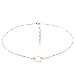 Silver (925) rose gold-plated choker necklace with circle