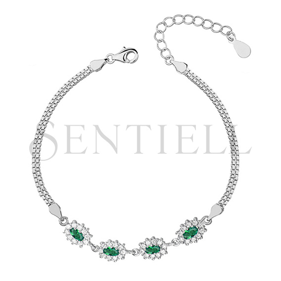 Silver (925) fashionable bracelet with emerald zirconias