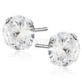 Silver (925) earrings round white zirconia diameter 10mm