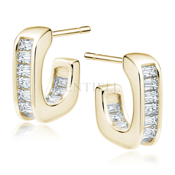 Silver (925) gold-plated earrings with white zirconias