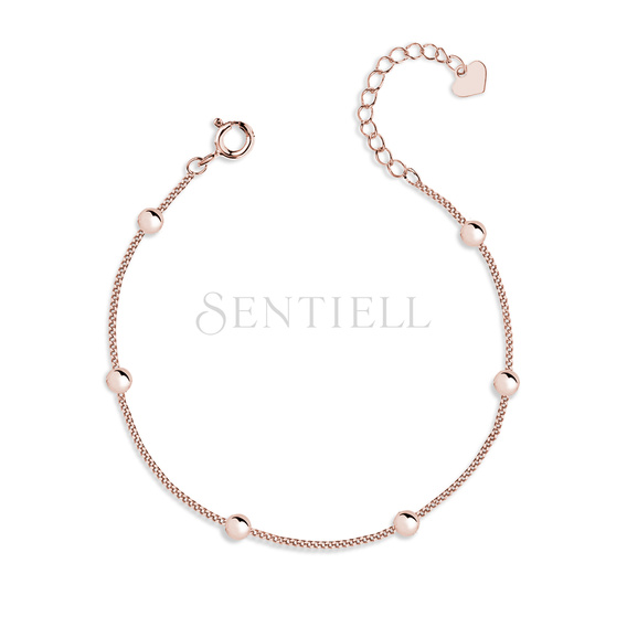 Pulsera de plata de ley 925 chapada en oro rosa con bolas