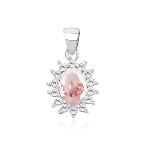 Silver (925) elegant pendant with rhodolite pink zirconia