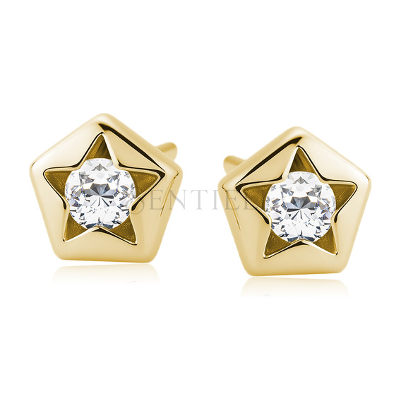 Silver (925) gold-plated star shape earrings with zirconia