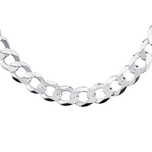 Silver (925) diamond-cut chain - curb extra flat rhodium-plated Ø 400