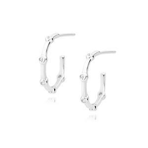 Silver (925) earrings open hoop with white zirconias
