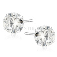 Silver (925) earrings round white zirconia diameter 8mm