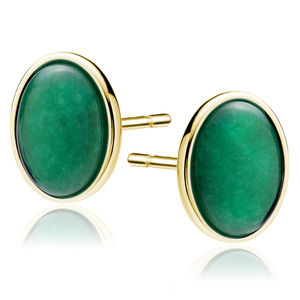 Silver (925) gold-plated earings with green jadeite