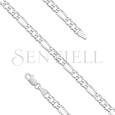 Silver (925) diamond-cut chain - figaro extra flat Ø 100 rhodium-plated