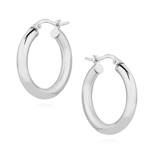 Silver (925) earrings hoops - highly polished