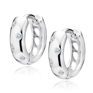 Silver (925) earrings hoop with white zirconias