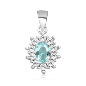 Silver (925) pendant aquamarine colored zirconia
