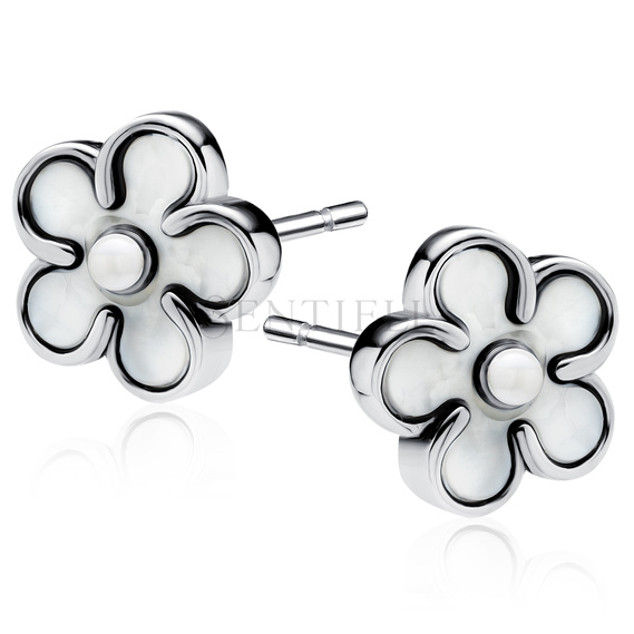 Silver (925) earrings with Nacre and pearl- flowers