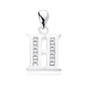 Silver (925) pendant white zirconia - letter H