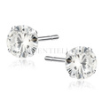 Silver (925) earrings round white zirconia diameter 7mm