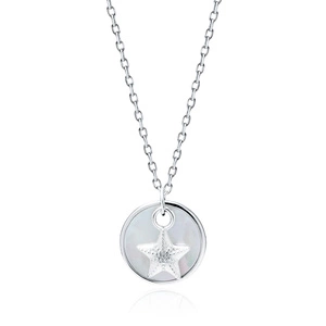 Silver (925) necklace - star in a circle with Mother of pearl