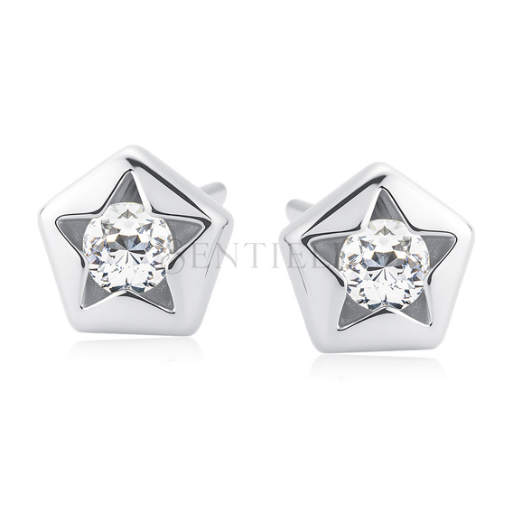 Silver (925) star shape earrings with zirconia